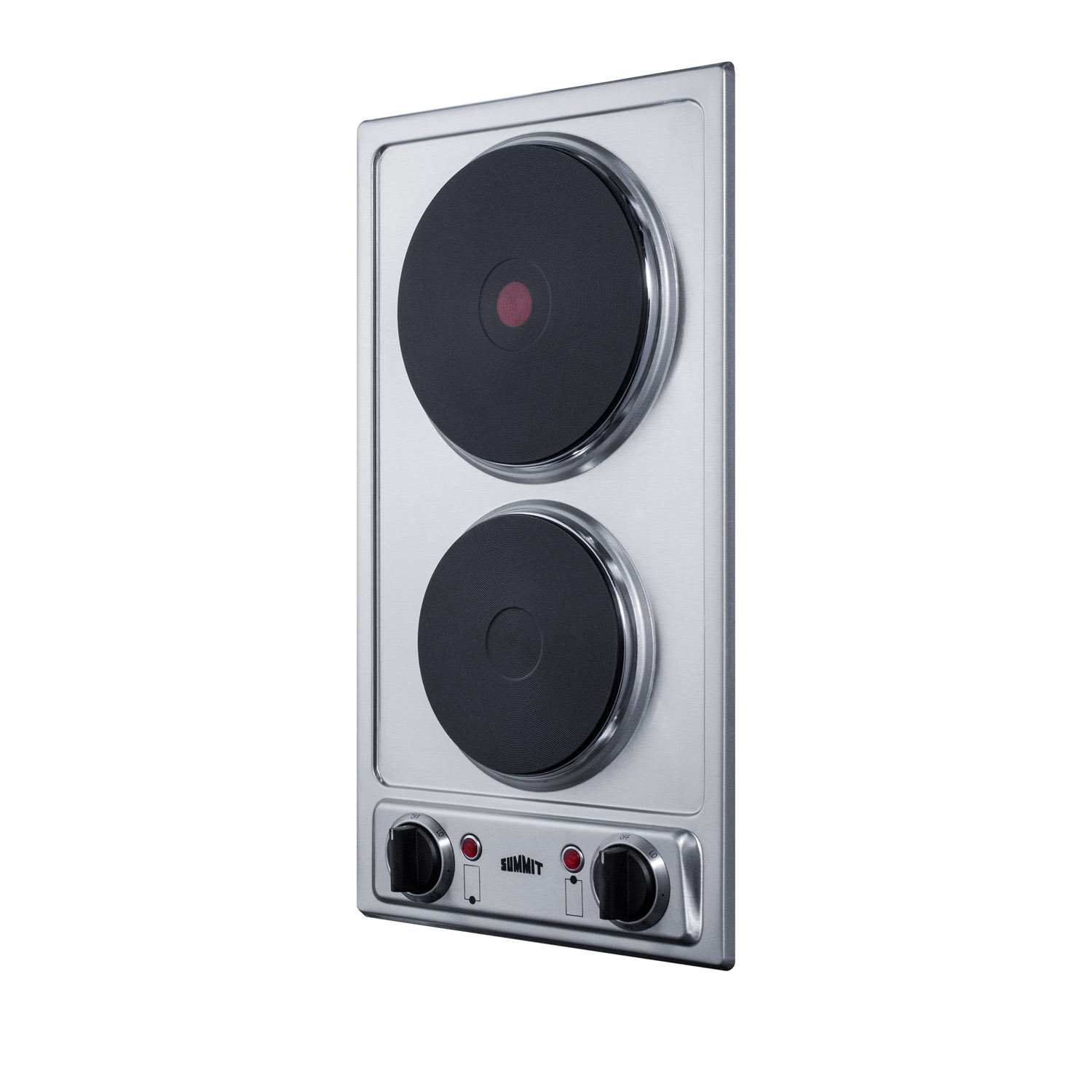 230V 2-burner electric cooktop in stainless steel with solid disk cast iron elements, 3000W